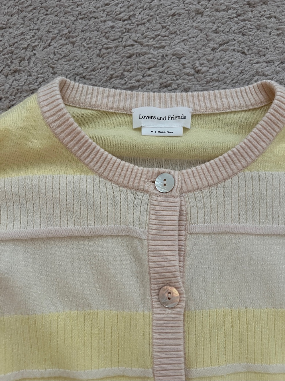 Lovers + Friends Pastel Yellow Striped Crop Top